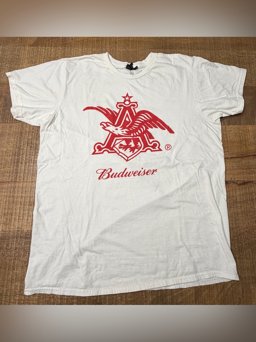 Budweiser White Tee with Red Eagle Logo